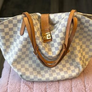 Authentic Louis Vuitton Damier Azur- larger than a PM but smaller then a MM